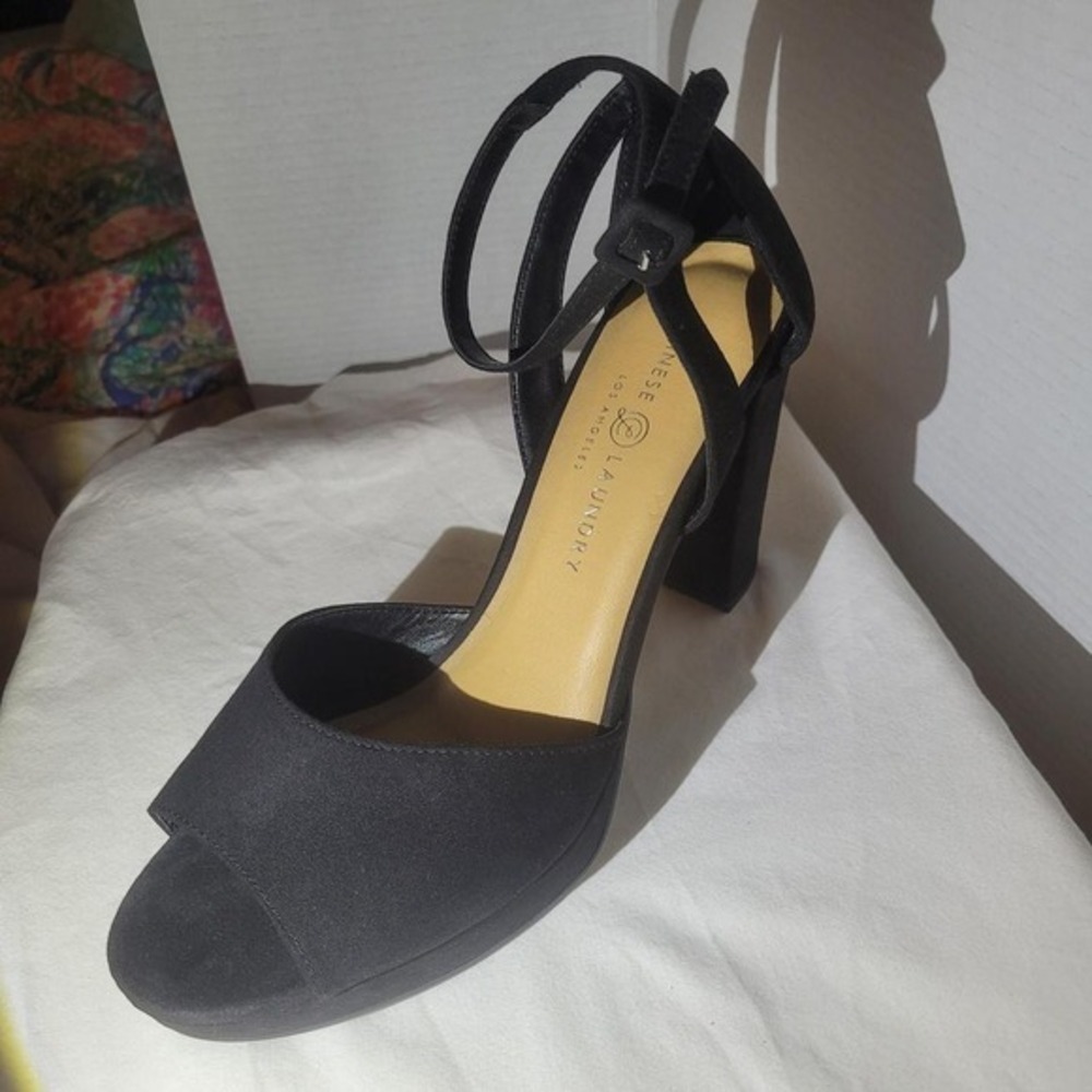 CHINESE LAUNDRY black suede ankle straps‎ stiletto